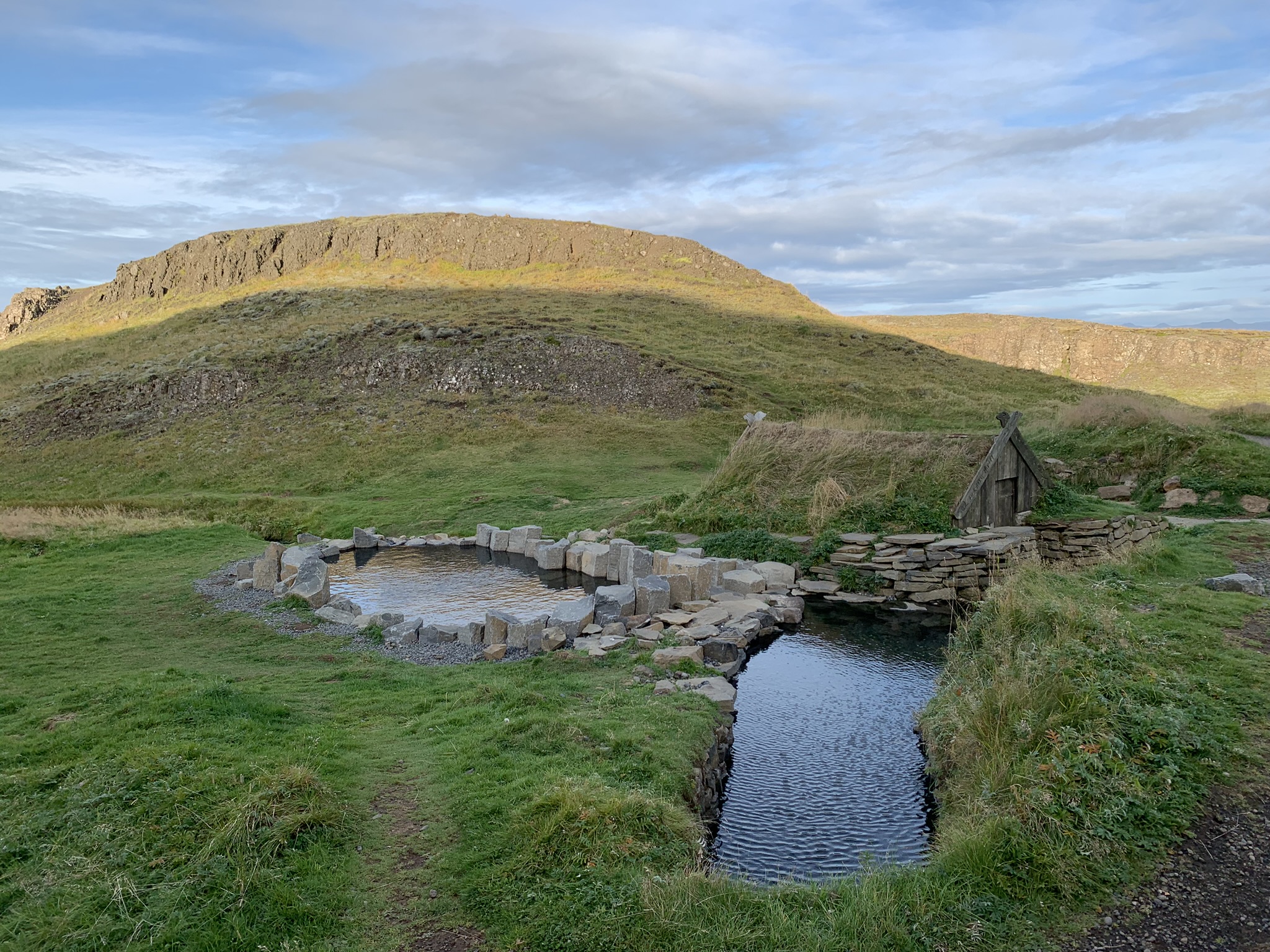 Small natural pool at Hrunalaug in South Iceland