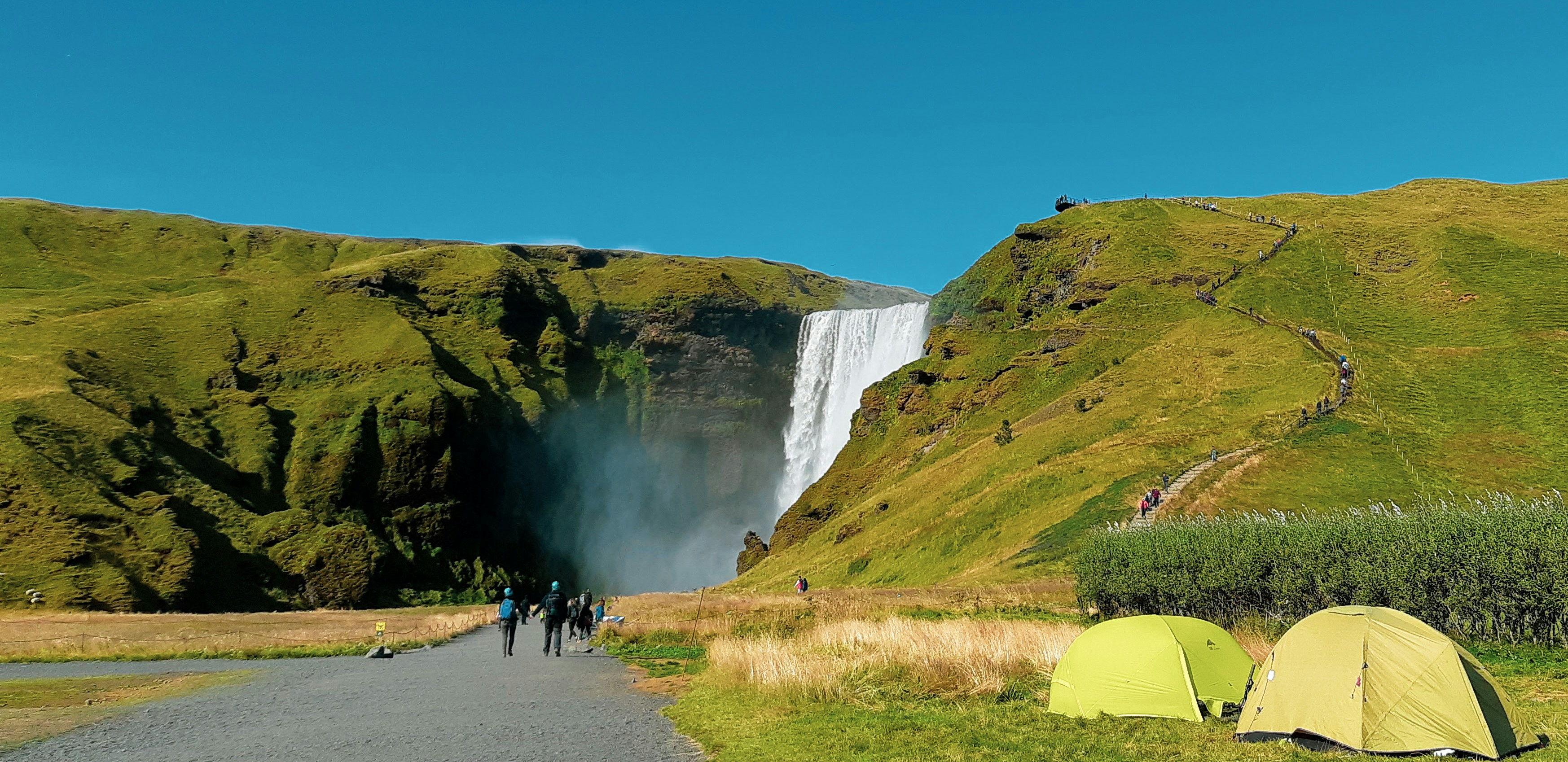 Skógafoss waterfall at the start of the Fimmvörðuháls hike