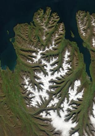 Aerial view of the Tröllaskagi peninsula in North Iceland