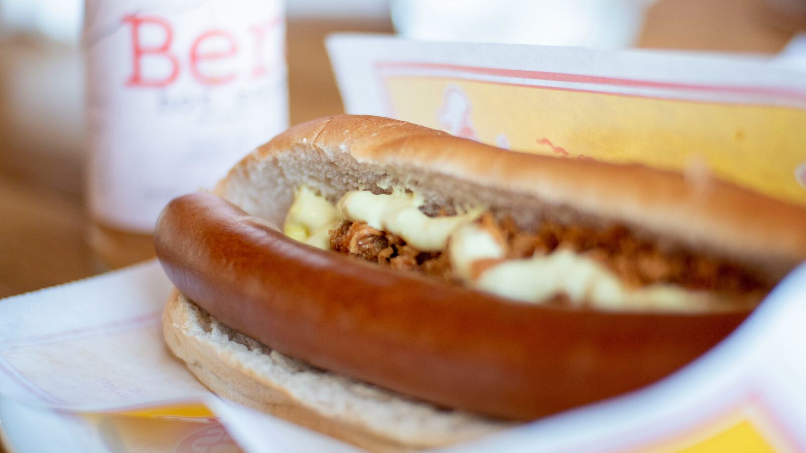 An Icelandic hot dog with classic toppings