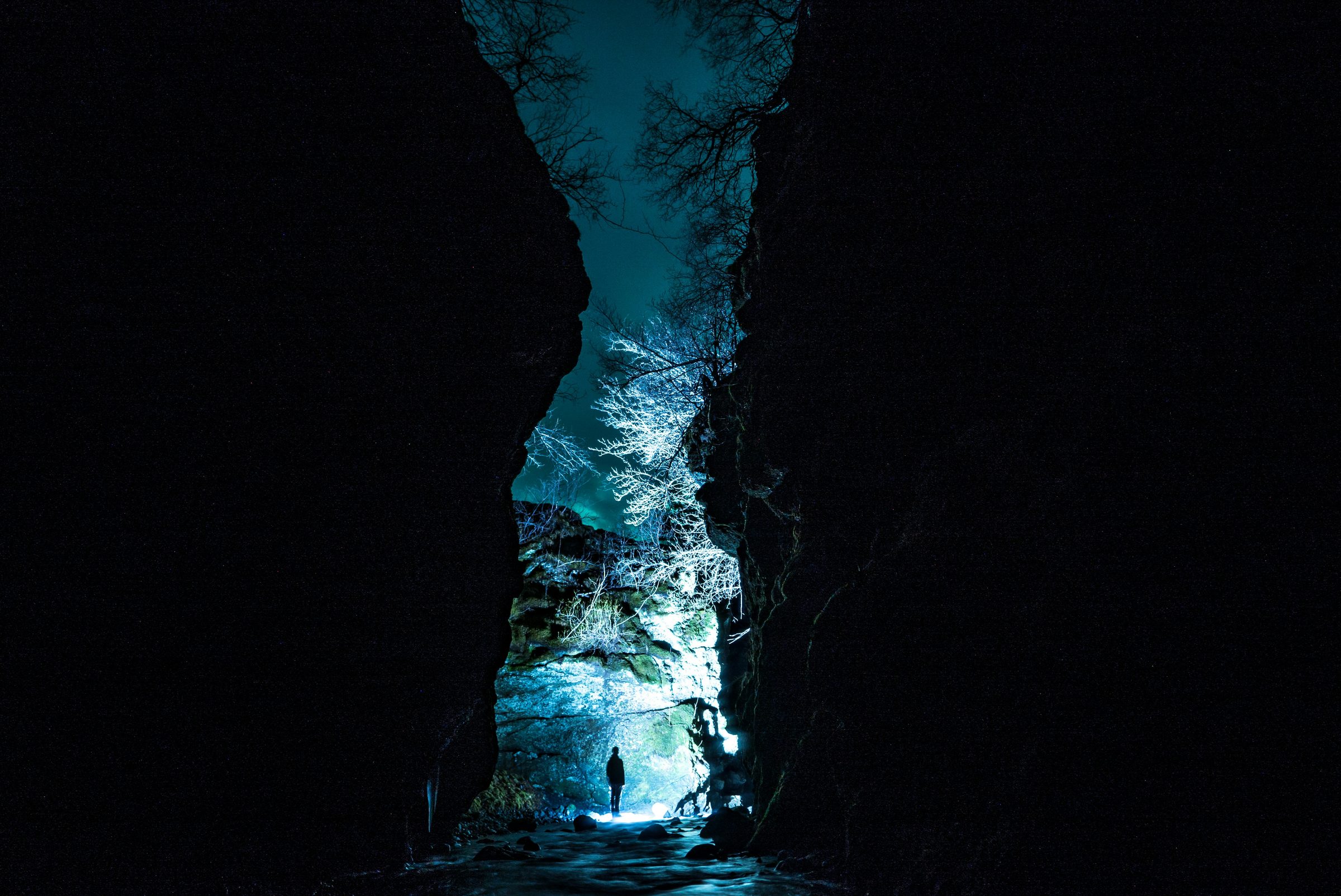Blue ice cave interior in Iceland