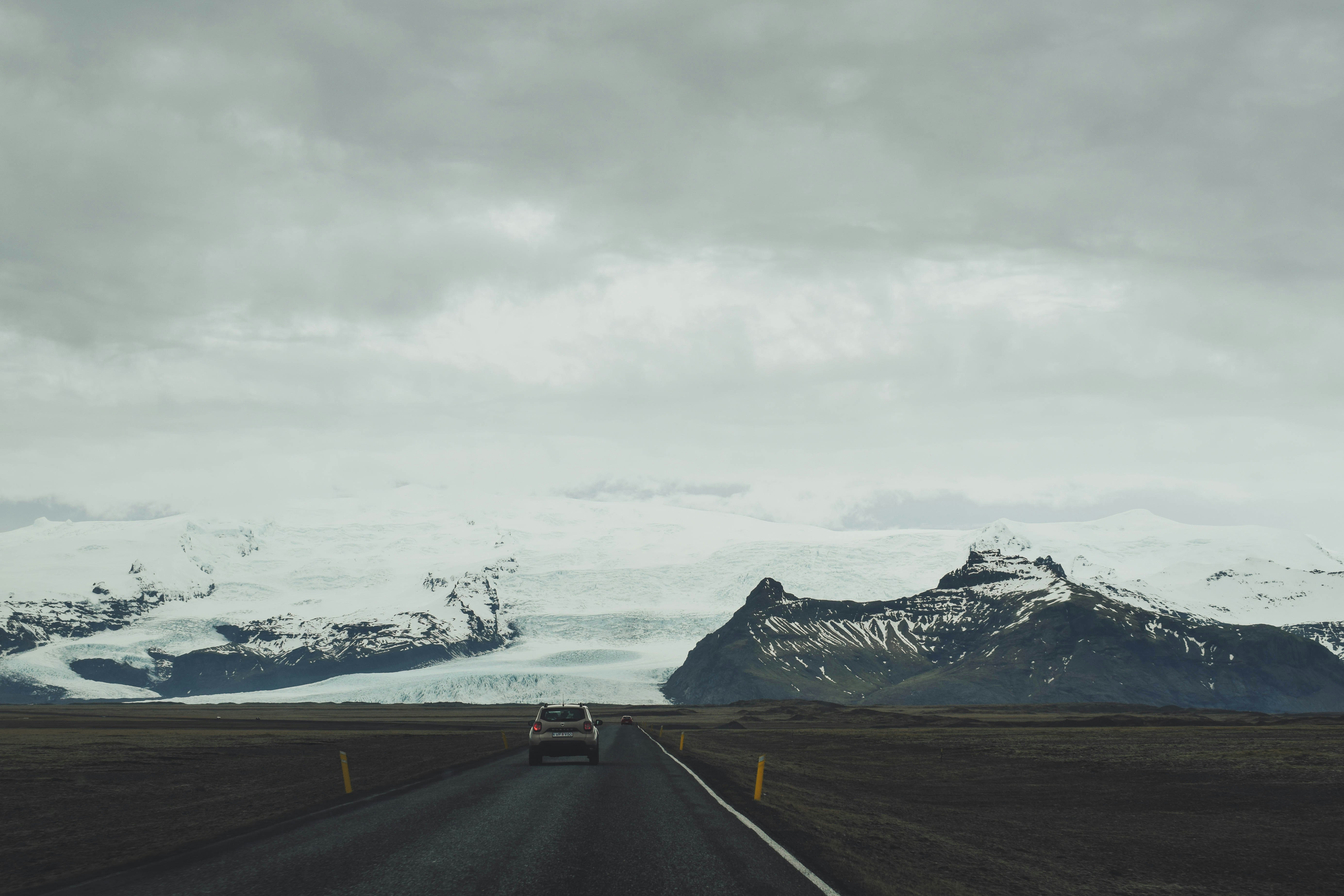 Dark moody road near the Icelandic coast