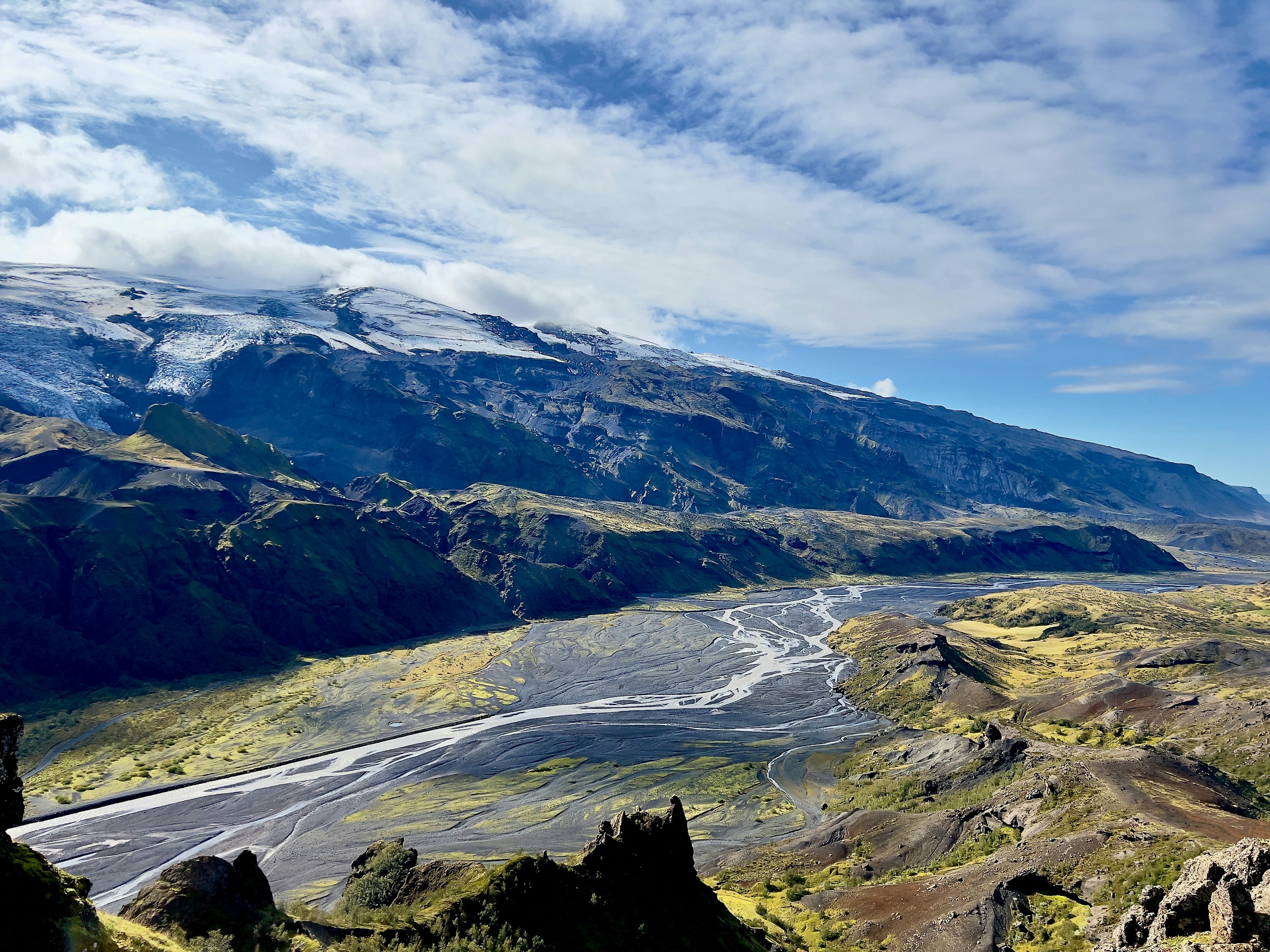 Þórsmörk valley between glaciers in southern Iceland